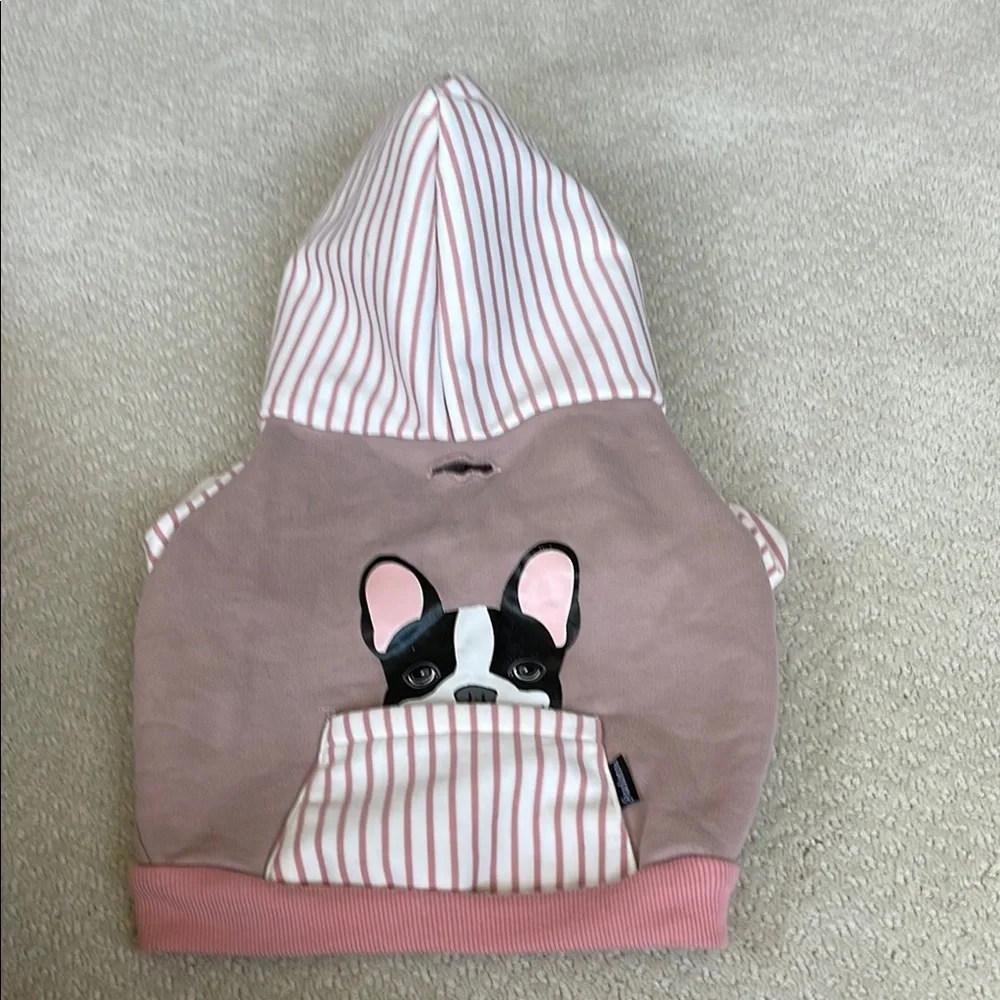 Pink and White Striped Dog Hoodie